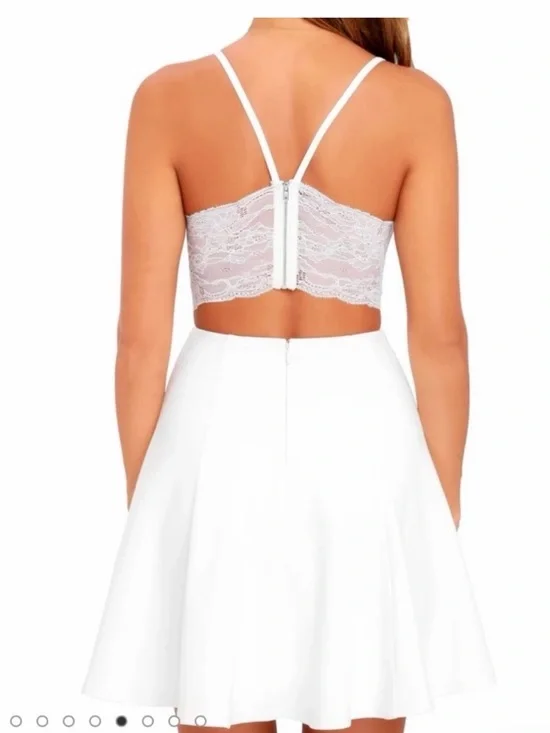 Lulus Women’s White Perfect Evening Lace Skater Sleeveless Dress Size S - Picture 3 of 11